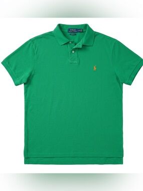 Polo by Ralph Lauren Vibrant Green Short Sleeve Golf Shirt Orange Pony Men Large